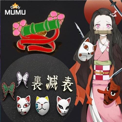 New Anime Demon Slayer Kimetsu no Yaiba Pins Brooches Nezuko Bamboo Tube Sealing stick Badge Brooch for Lapel Pin Jewelry