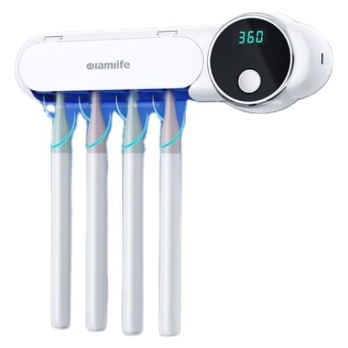 Olamlife UV Sterilized Toothbrush Wall Mounted Bathroom Sets UV Santizer Rechargeable Dental Automatic Toothbrush Holder