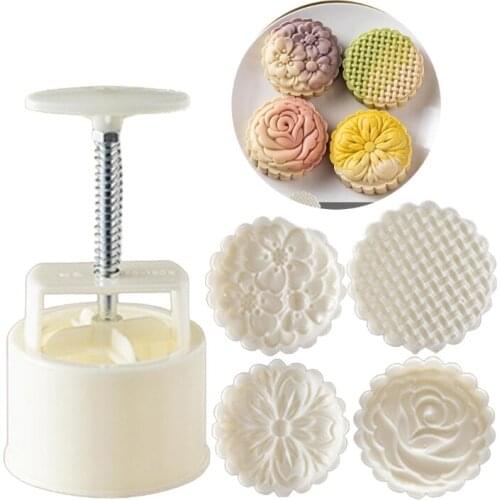 H7EA Cookie Cutter Moon Cake Mould with Stamps Mid Autumn Festival DIY Decoration Mid Autumn Festival Thickness Adjustable