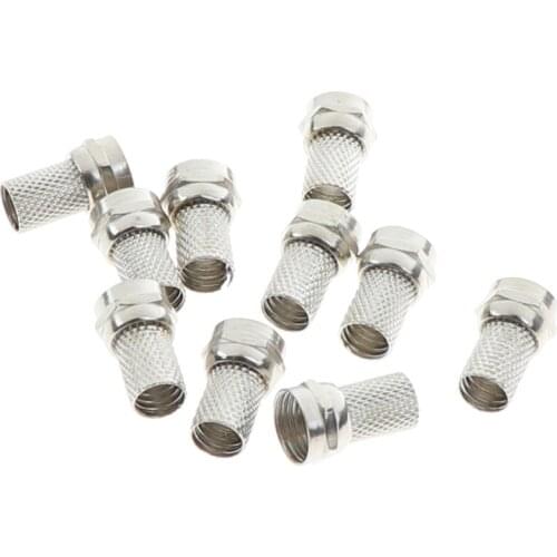 10Pcs 75-5 F Connectors Screw On Type For RG6 Satellite TV Antenna Coax Cable Twist-on