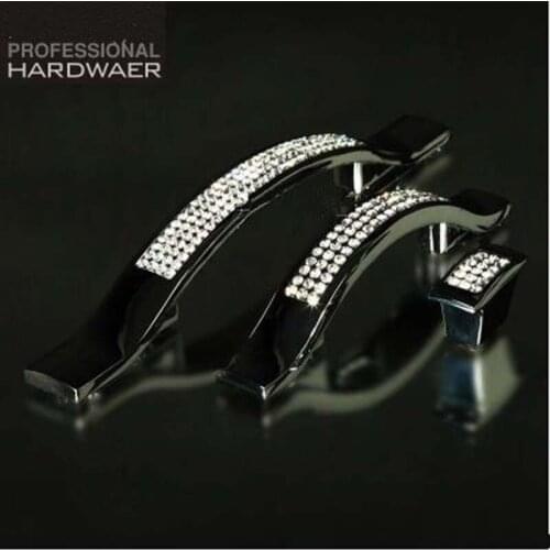 96mm luxury diamond cabinet drawer pull K9 crystal dresser knob shiny silver cupboard wardrobe furniture door decoration handle