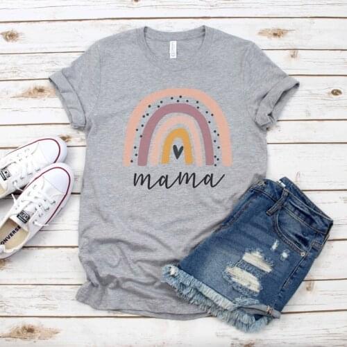 Mama Mom Shirts Modern Neutral Rainbow mother life Gift shirt Cotton Kawaii O Neck Graphic Short Sleeve Casual Top Tees goth