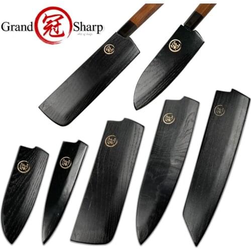 Japanese Gyuto Petty Nakiri Kiritsuke Protector Blade Wooden Scabbard Kitchen Knives Sheath Saya Guard with Magnetic Inside