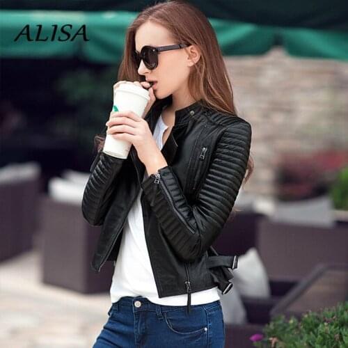 Women Biker Leather Jacket New 2020 Spring Autumn Turn Down Collar Slim Faux Leather Coat Female Motorcycle Short Outerwear