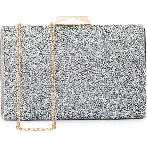 New Fashion Lady Evening Bag Shiny Crystal Diamond Clutch Bag Party Wedding Shoulder Chain Bag Ladies Purses and Handbags