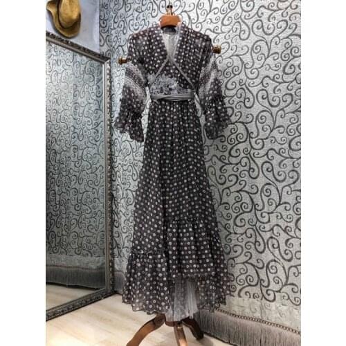 Slim Fit & Flare Dress 2021 Summer Fashion Clothing Women V-Neck Elastic Waist Sleeveless White Black Cascading Ruffle Dress