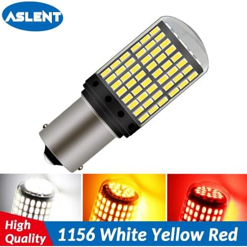 ASLENT 1Pcs 1156 BA15S P21W LED BAU15S PY21W LED Bulb 1157 BAY15D P21/5W R5W 7440 T20 144pcs 3014SMD Auto Lamp Car Lights 12V