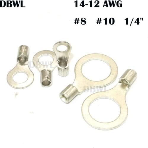 100PCS AWG 14-12 RNB3.5-4 #8 #10 1/4" Non-insulated ring terminal electrical wire crimp naked connector RNB3.5-5 RNB3.5-6