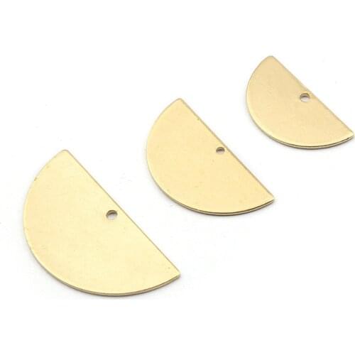 1pack Raw Brass D Semicircle -shape Half Round Charms Earrings Blank Pendant Round Disc Stamping For DIY Jewelry Making Supplies