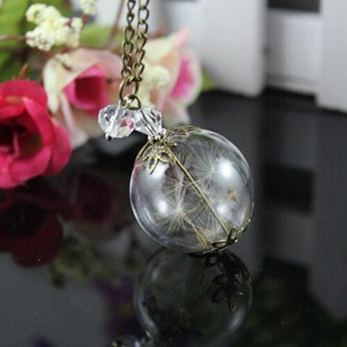 3PCS 25MM Dandelion Real Seed Hand Blown Glass Bulb Necklace, Dandelion Seed Necklace Dandelion Necklace