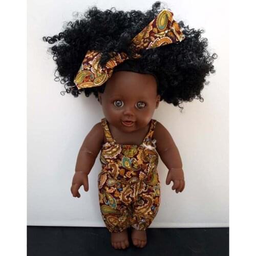30cm Real Life Vinyl Baby Doll African Newborn Baby Girl Doll Toys Yellow