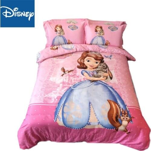 Disney king size bedding set for girls bed decor double quilt covers full bedspread flat sheet 4pcs birthday gift promotion pink
