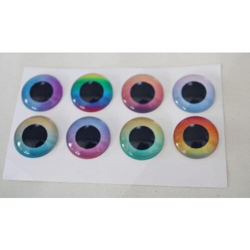 5pair/lot 12mm-14mm-15mm-16mm-18mm-20mm-25mm rainbow color round style flat glass beads for diy toy handcraft finding