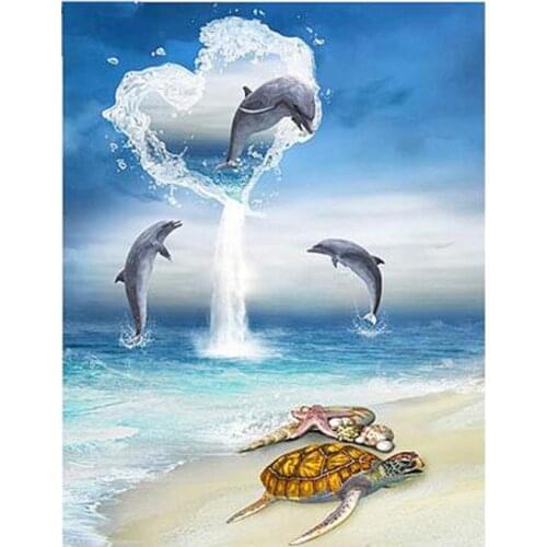 5D DIY Diamond embroidery Dolphin full square diamond Painting Cross Stitch Rhinestone Mosaic diamond,decoration gift