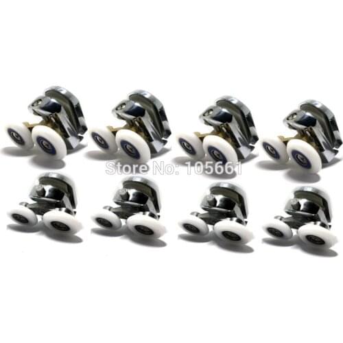 8X Zinc Alloy /Copper Top& Bottom Shower Door Twin Wheels Rollers Runner 25mm