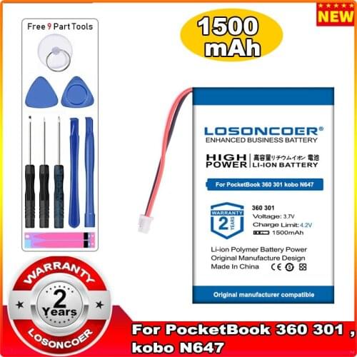 LOSONCOER Battery 1500mAh Battery For PocketBook 360 PocketBook 301 , 301 Plus 601 kobo N647 Battery