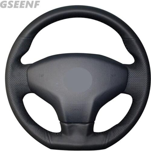 Car Steering Wheel Cover For Citroen Elysee C-Elysee 2014 New Elysee Peugeot 301 Black Hand-stitched Soft Artificial Leather