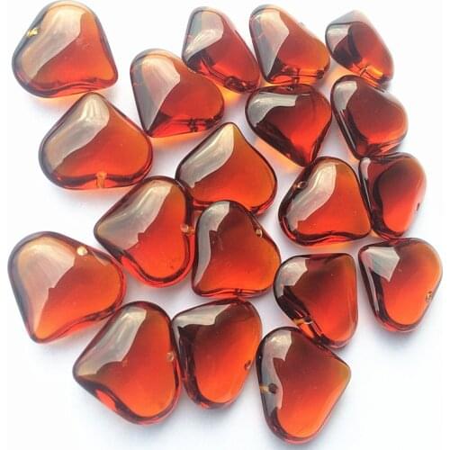 Free Shipping 20Pcs 22*22mm Lovely Brown Glass Heart Shape Smooth Beads With One Hole For Diy Crystal Chandelier Pendants