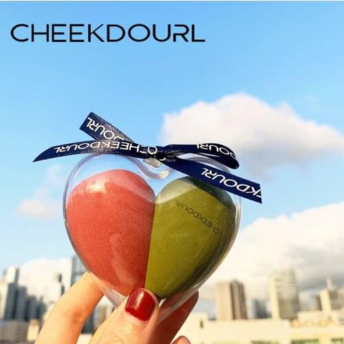 CHEEKDOURL 2 Pieces Of Heart-Shaped Puff Dry And Wet Cosmetics Soft Egg Makeup Puff Liquid Foundation Concealer Makeup Tool
