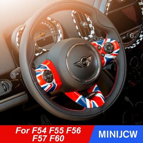 3pcs Union Jack Steering Wheel Cover ABS Case Sticker Decor For Mini Cooper S JCW F54 F55 F56 F60 High Version Car Accessories