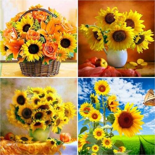 Evershine Diamond Painting Sunflower Diamond Mosaic Full Square Flowers Rhinestones Of Pictures 5D Embroidery Art Decoration