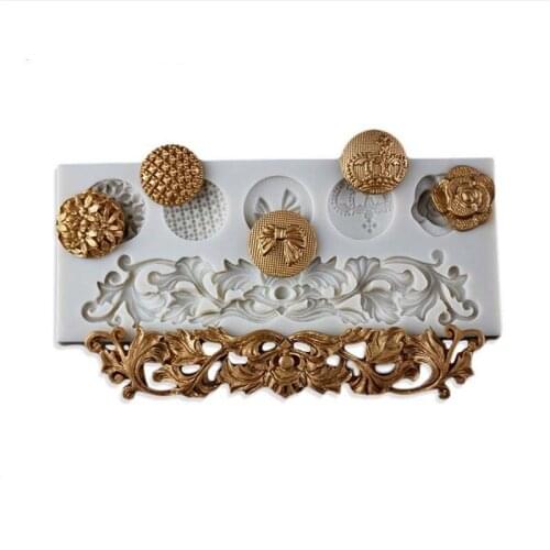 KUXSE 3D Cake Border Silicone Molds Flower Vine Relief Fondant Cake Decorating Tools Chocolate Clay Candy Gumpaste Molds