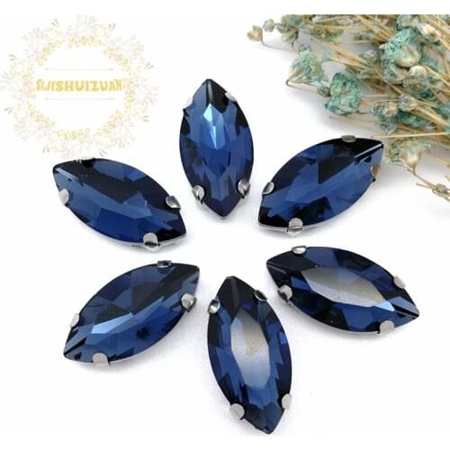 Best-selling! Chinese Cymbidium horse eye shape Glass Crystal sew on rhinestones with claw Diy shose accessories Free shipping