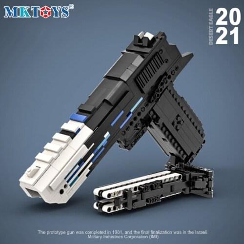 MKTOYS Desert Eagle Pistol Building Blocks MK23 Boy Blue Gun with Bullet Bricks Military WW2 For Technical City Police Swat