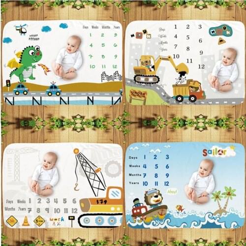 Baby Monthly Growth Record Milestone Blanket Newborn Flannel Swaddle Wrap Infant Background Cloth Photography Props Baby Gifts