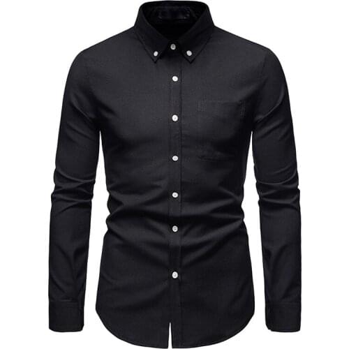 Mens Casual Button Down Dress Shirts Hipster Long Sleeve Oxford Casual Shirt Men Business Social Shirts For Men Chemise Homme