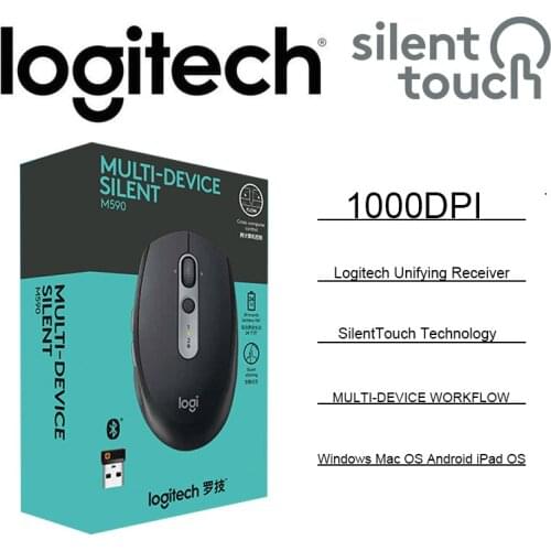 Logitech M590 Silent Wireless Mouse with 1000DPI Unifying Receiver SilentTouch Technology Multi-Device Technology for Windows