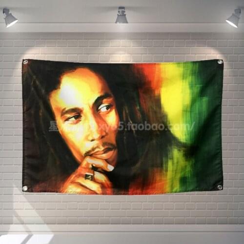"bob marley" Music Banner Holes Wall Hanging Pop Rock Band Signboard Flag Rock Music Stickers Canvas Painting Tapestry Wall Art