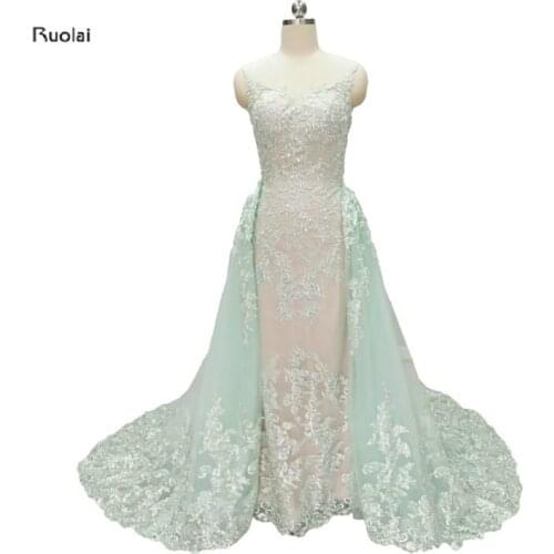 2017 New Removable Train Sky Blue Tulle Lace Applique Ball Gown Sleeves Formal Evening Dresses For Wedding Party Custom Made