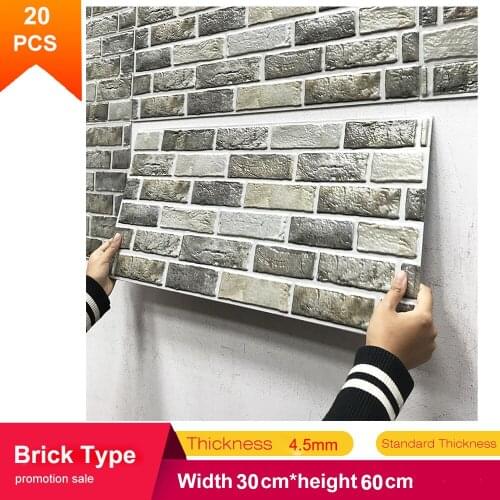 3D 10PCS Three-dimensional Wall Sticker 60*30cm Living Room TV Background Wall Sticker Self-adhesive Brick Pattern Wallpaper