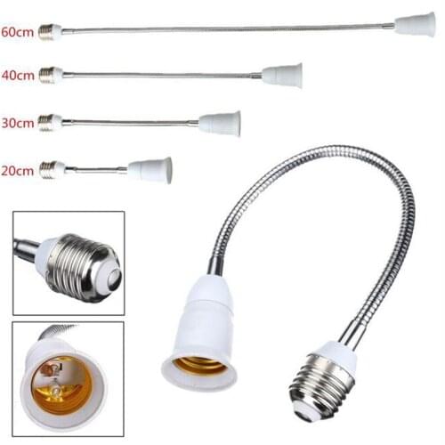 E27 LED Light Bulb Lamp Holder Flexible Extension Adapter Socket 20/30/40/50/60cm Extension Cord