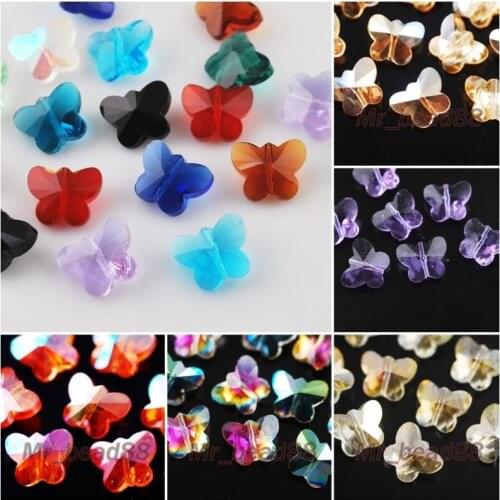 Clear Faceted Glass Crystal Butterfly Design Beads Spacer Findings Charms 14mm