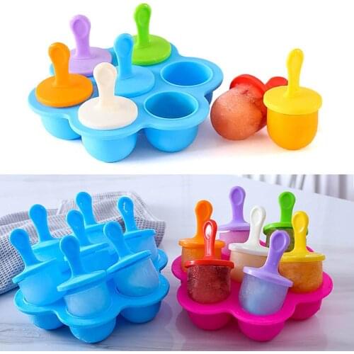 High Quality 7 Holes Silicone DIY Ice Cream Jelly Ball Maker Mold Summer Fridge Mould Kitchen Tools Homemade Ice Cream Maker
