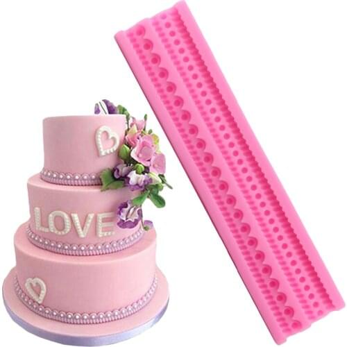 Silicone Pearl Chain Cake Border Molds Cupcake Fondant Cake Decorating Candy Chocolate Gumpaste Moulds Sugarcraft Kitchen Baking