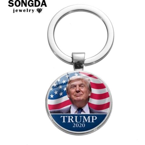SONGDA TRUMP Keep America Great Keychain Donald President USA Commemorate Key Ring Top Grade Alloy Key Chain for Collection Gift