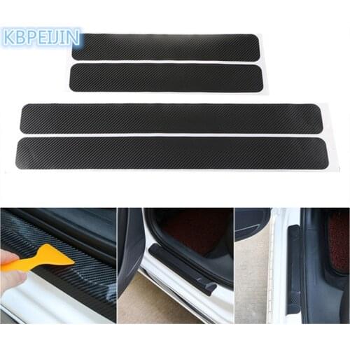 Car Styling Auto Carbon Fiber Door Sill Scuff Anti-Scratch Sticker for Vw polo tiguan golf 7 4 6 passat b6 b5 b7 t5 accessories