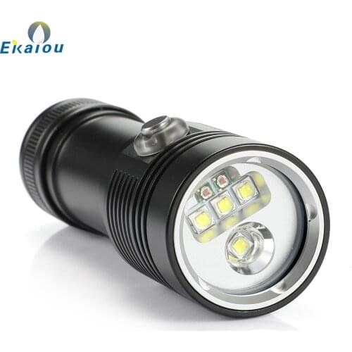 LED Diving Torch Underwater Video Fill Lamp Photography Lamp XM-L2 White Light Red Light Dive Waterproof Amphibious Flashlight