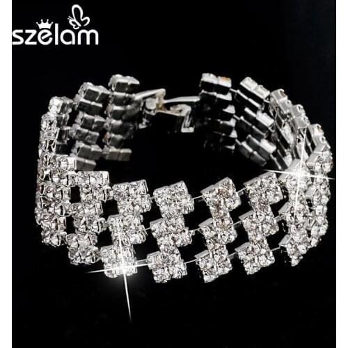 Szelam Luxury Wedding Bracelet & Bangle For Women European Fashion Crystal Bracelets SBR140161