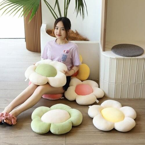 Comfortable Striped Flower Cushion Macaron Flower Cushion Petal Cushion Flower Shaped Pillow Flower Shape Doll Soft Plush Mat