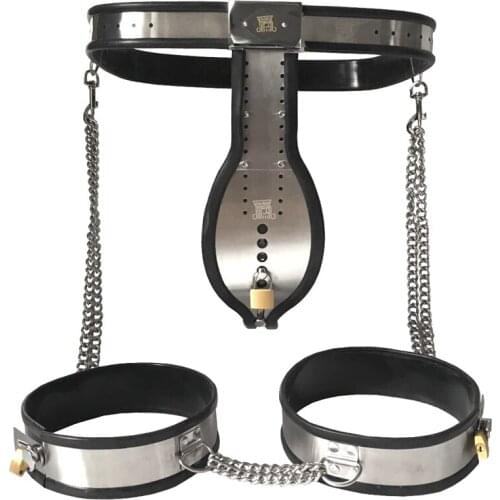Stainless Stee Outdoor Wear Bondage Female Chastity Belt Handcuffs for Sex Adult Game Bdsm Chastity Device Slave Sex Toys
