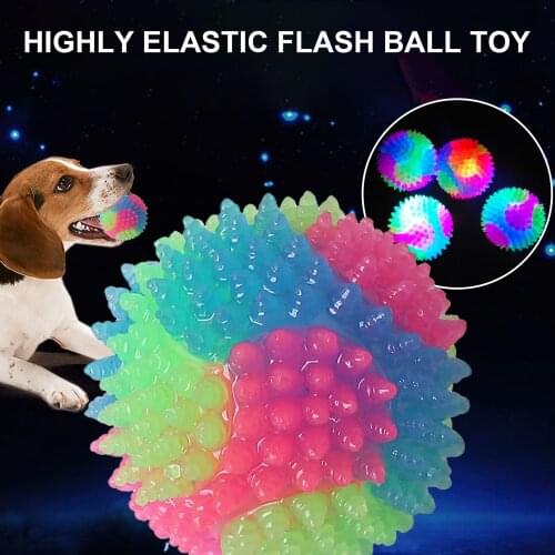 Improved Light Up Dog Balls Flashing Elastic Ball LED Dogs Ball Glowing Pet Color Light Ball Interactive Toys For Puppy Cats Dog