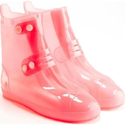 Waterproof transparent fashion water shoes female short tube shoe cover thick wear-resistant shoe cover slip