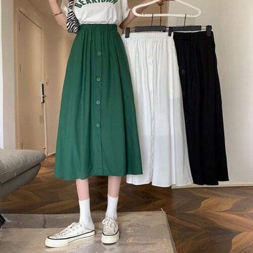 Womens Skirt Vintage Clothes Long Skirts White Harajuku Summer High Waist Streetwear 2021 Fashion flowy Spring Elastic Chiffon