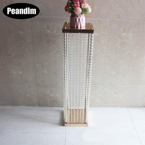 PEANDIM Gold Flower Vase Acrylic Crystal Road Lead Wedding Table Centerpiece Flower Rack For Home Party Event Decoration