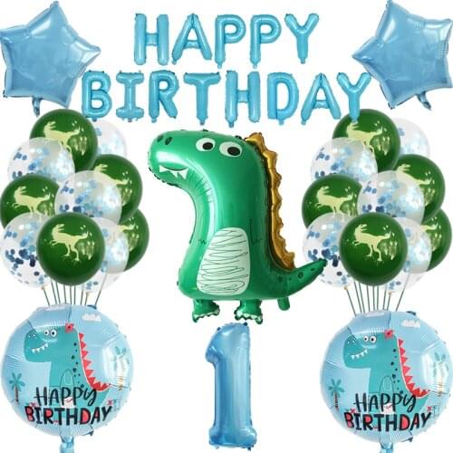 1 set of dinosaur theme latex balloon dinosaur birthday party banner jungle wild animal decoration baby shower ball