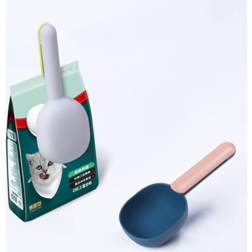 1PC Pet Cat Dog Food Shovel Mutli-function Feeding Scoop Spoon with Sealing Bag Clip Creative Measuring Cup